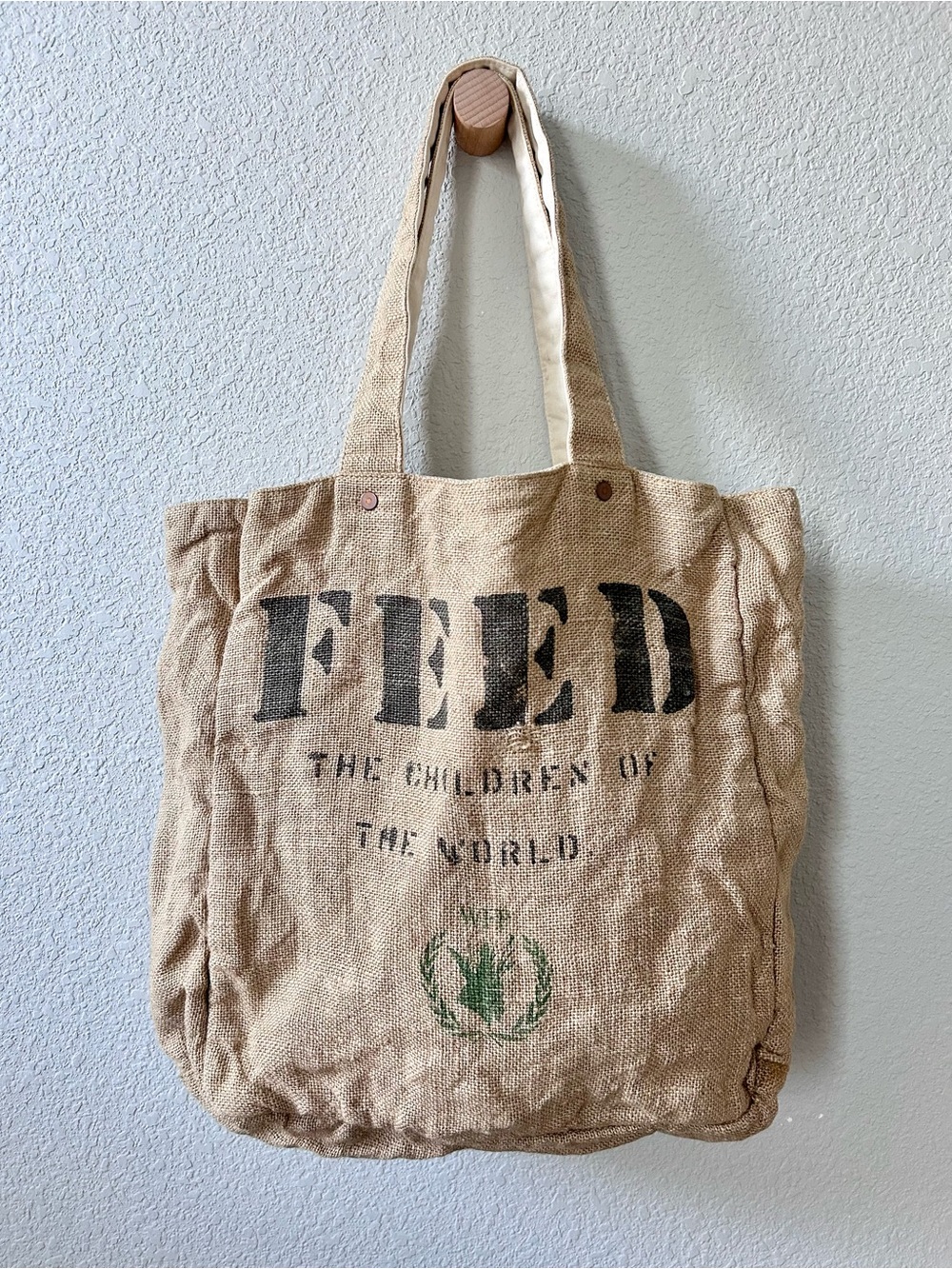 FEED Projects FEED 1 Reversible Burlap Market Tote Bag